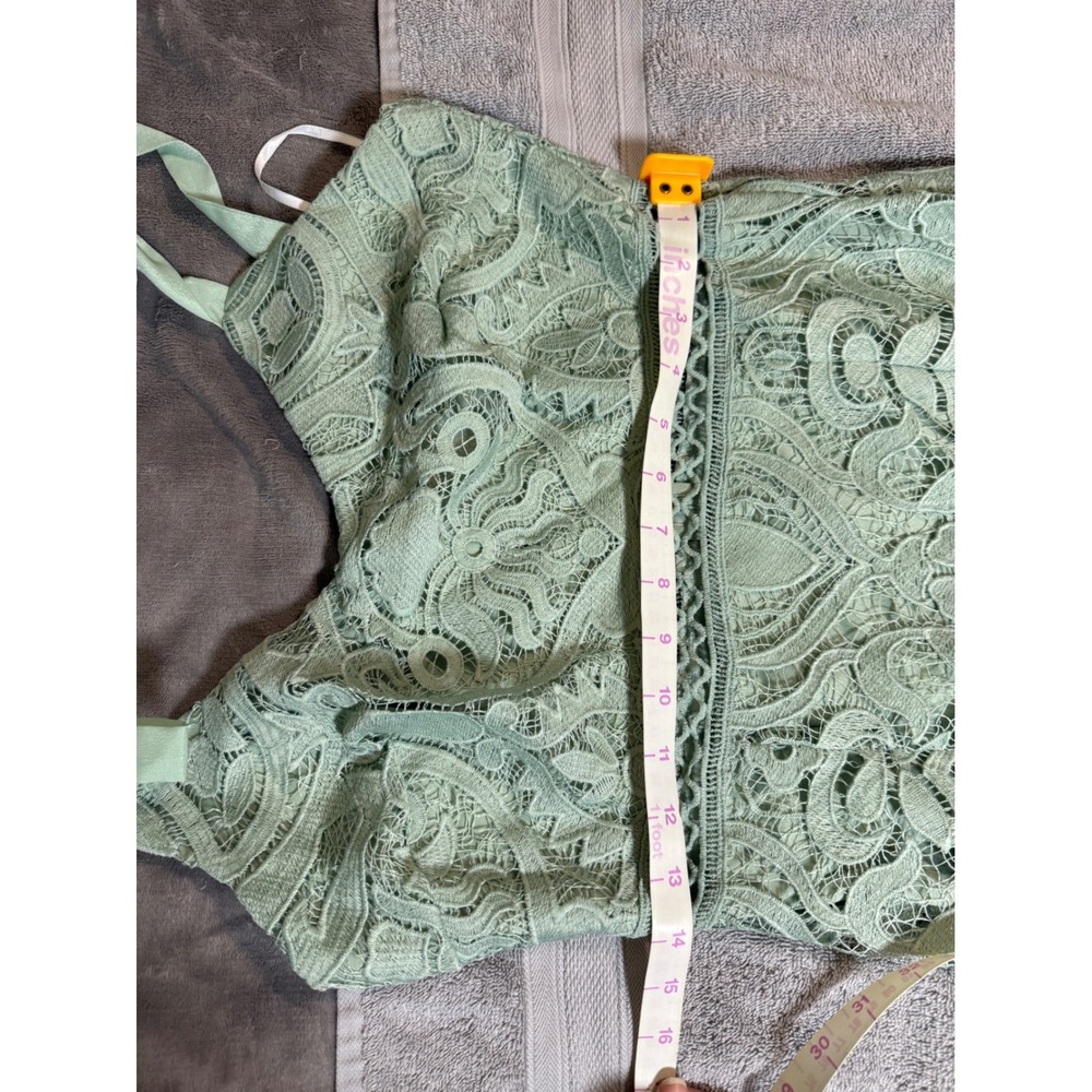 NWT Lulus SZ Medium Won Your Heart Sage Green Lace Tie-Strap High-Low Midi Dress - Picture 9 of 13
